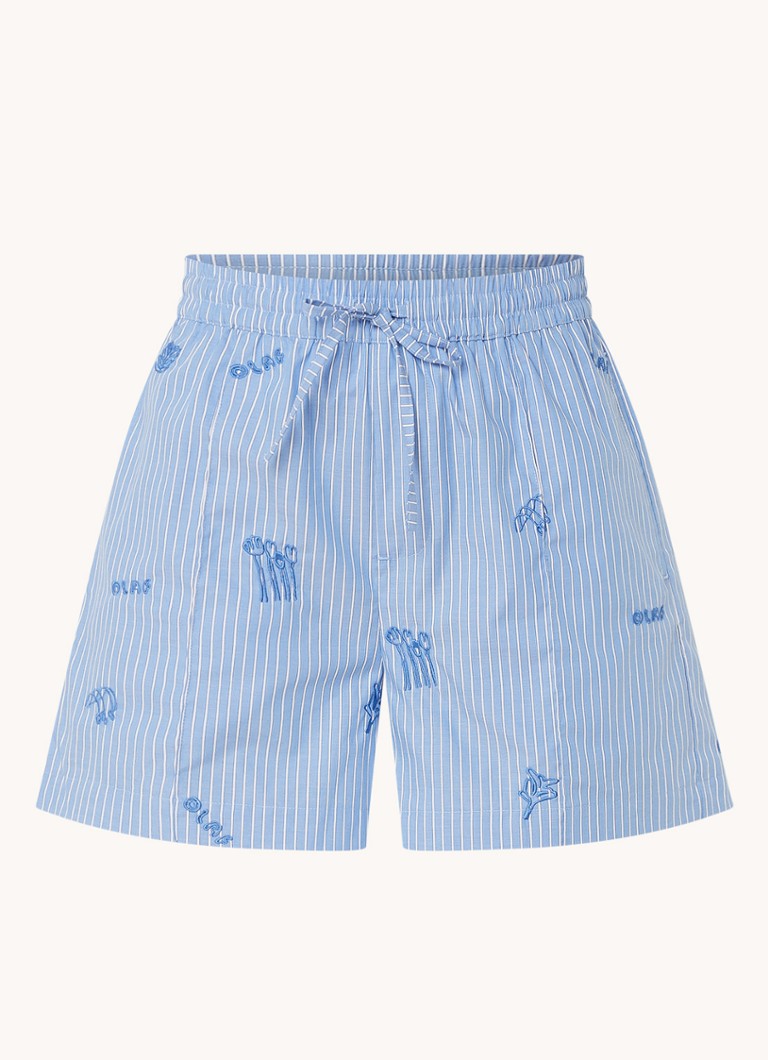 Pantaloncini OLAF con strisce ricamate, vita media, vestibilità ampia