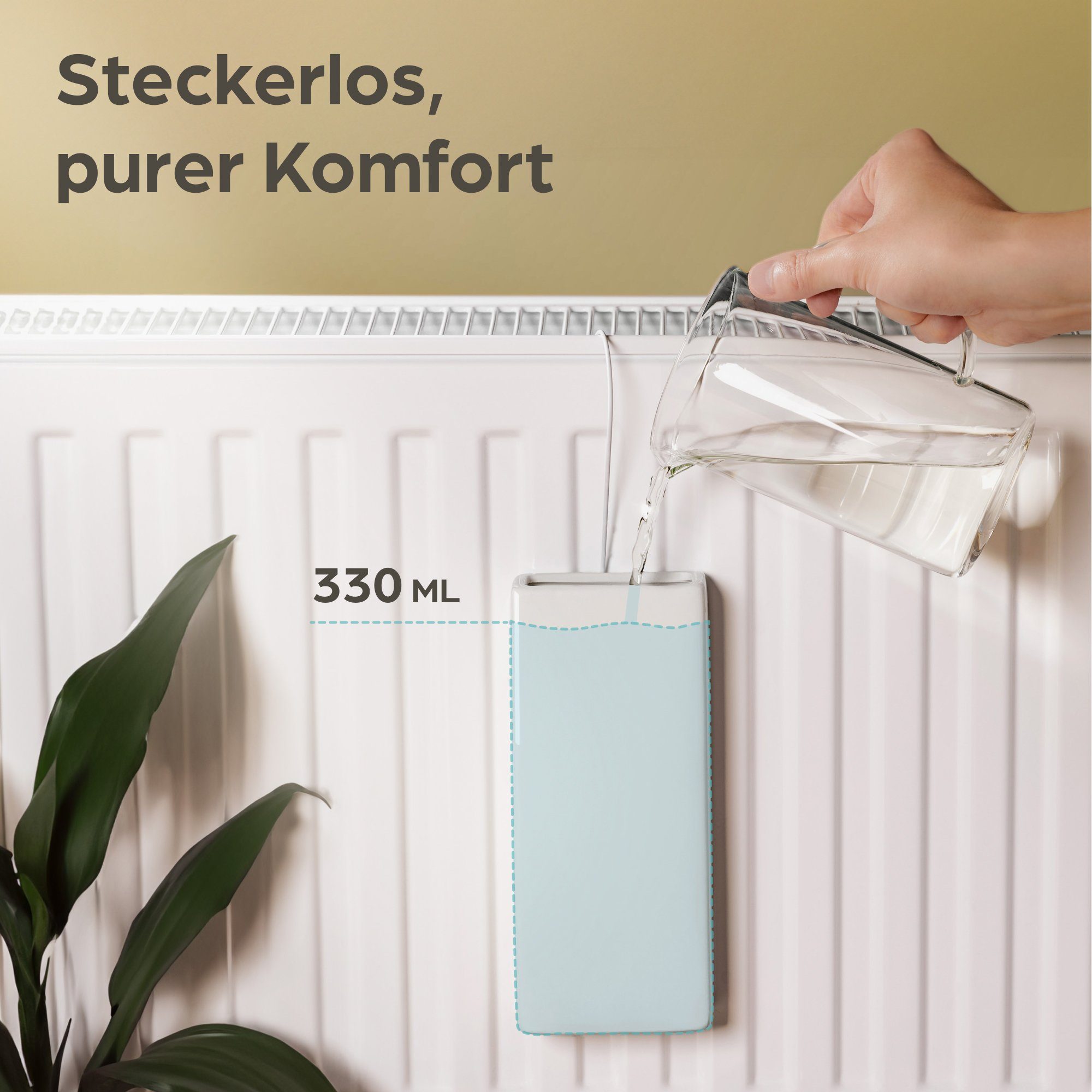 Praknu Luftbefeuchter Für Schlafzimmer Heizung Keramik - 4x Raumbefeuchter Mit Wasser Leise, 330 l Wassertank, Humidifier Raumluftbefeuchter - Heizkörper Verdampfer Verdunster