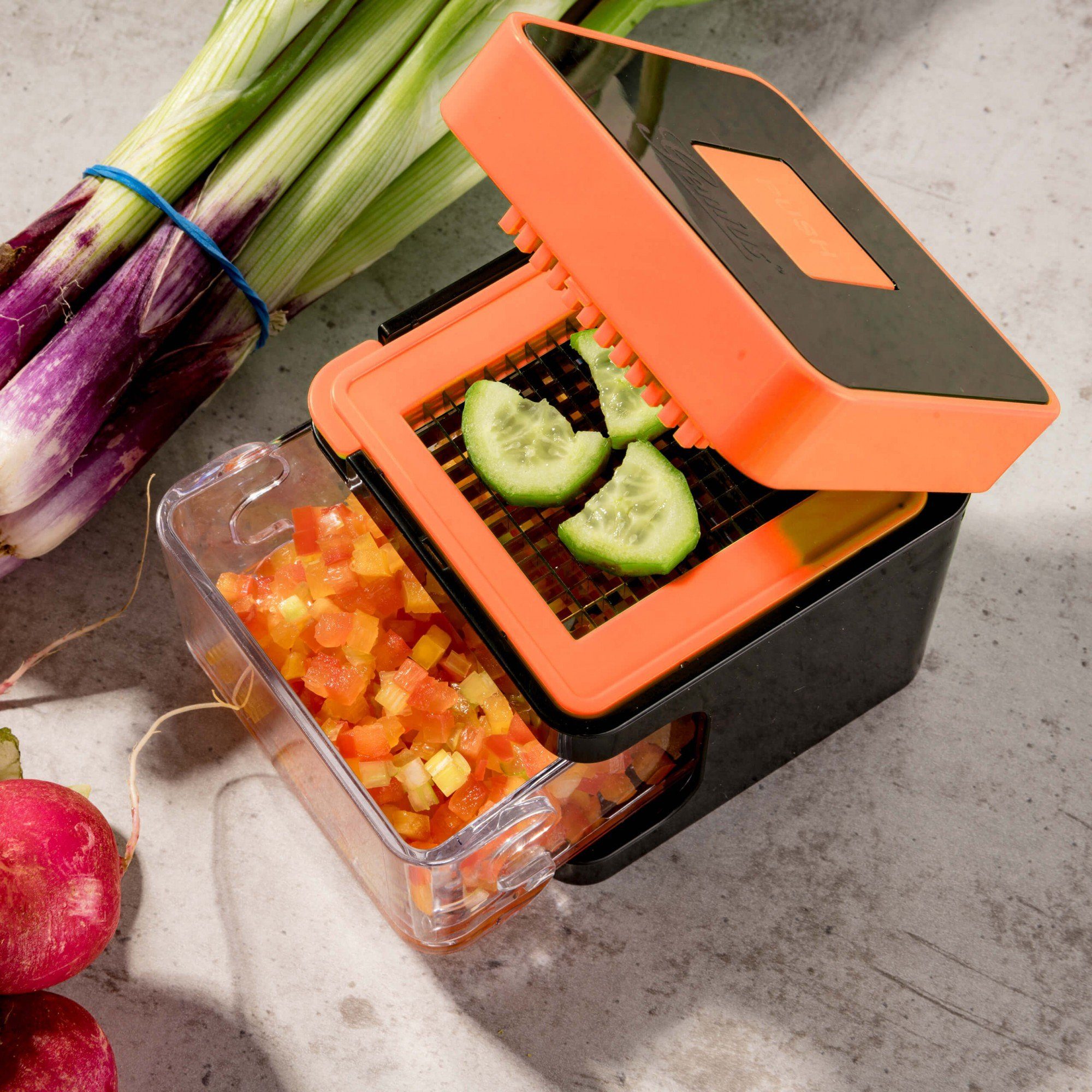 Genius Gemüseschneider Nicer Dicer Spicy, 4 Teile, Gemüseschneider, Allesschneider, Zwiebelschneider