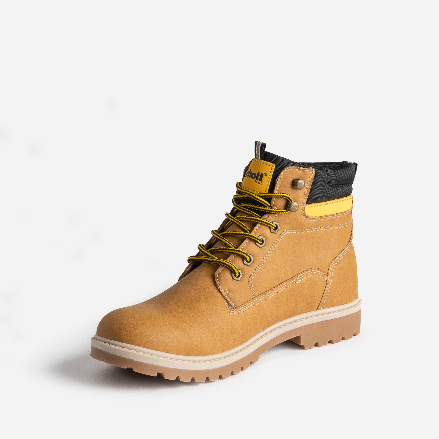 Boots à lacet SCHOTT camel semelle crantée