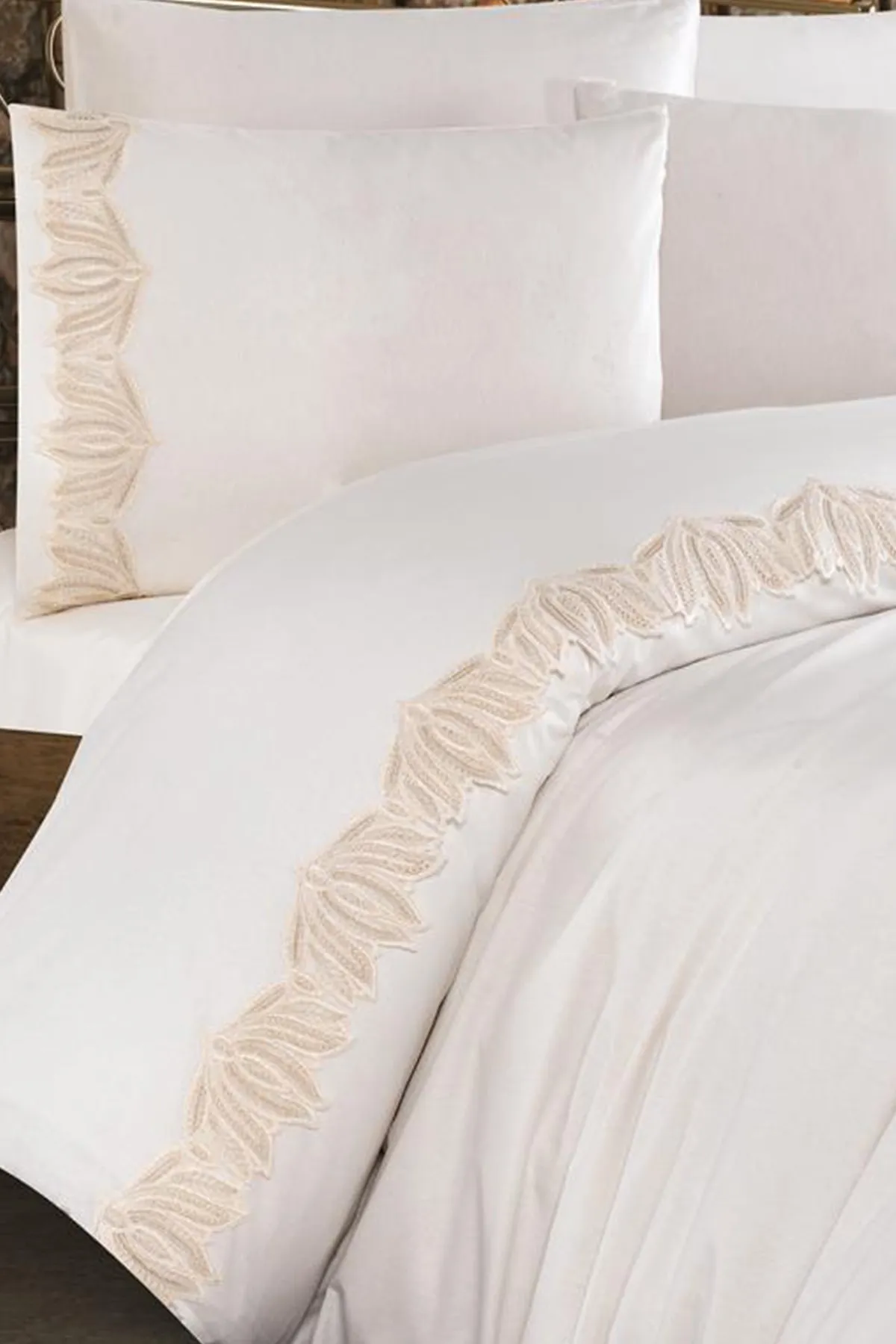 Çeyiz Diyarı  Zuma Bettbezug-Set, Creme, Cappucino