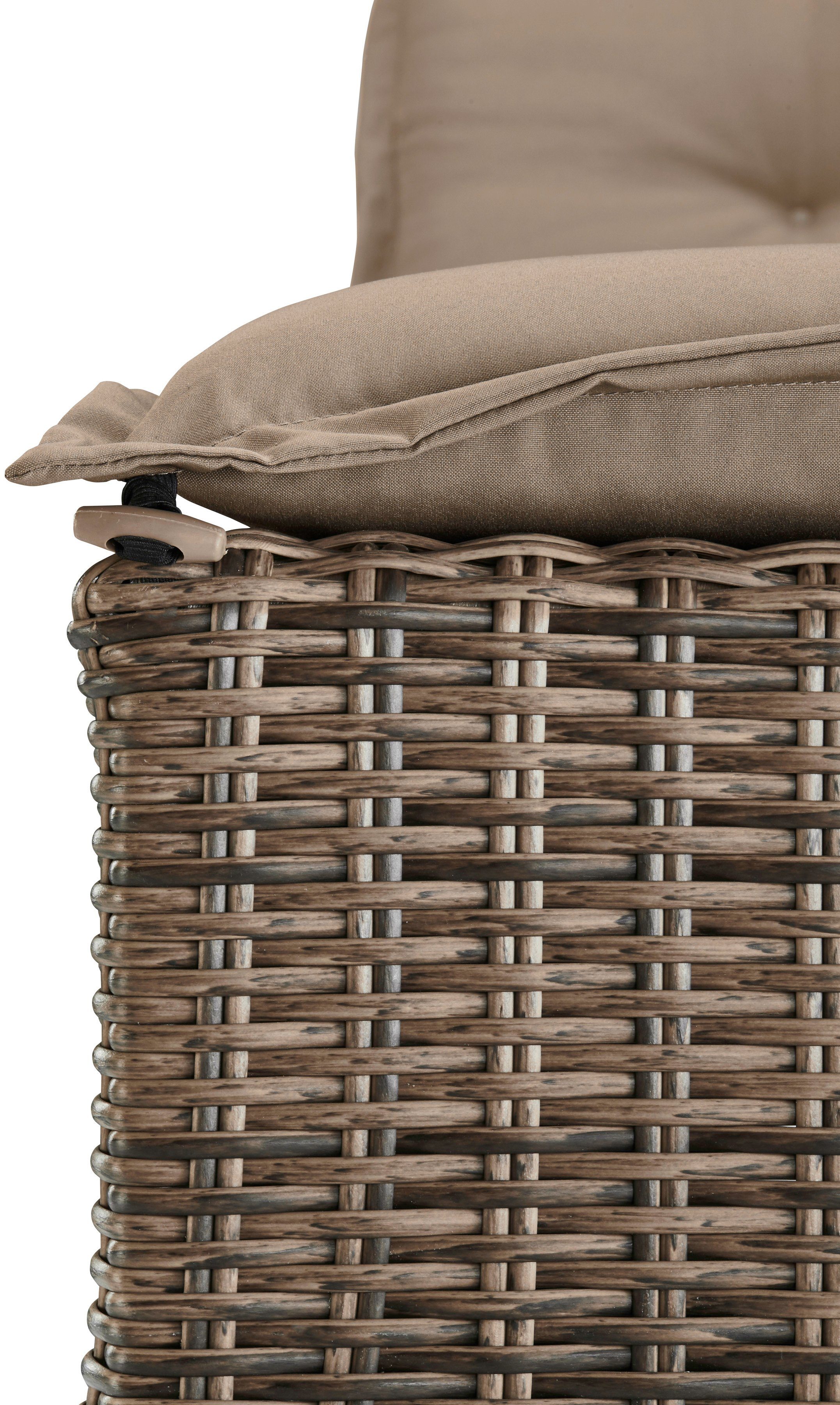 MERXX Gartenliege Toskana, Polyrattan/Akazie, inkl. Auflage