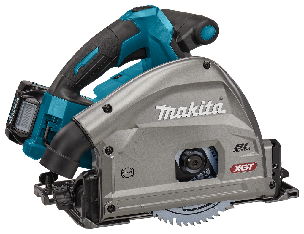 Makita SP001GU102 XGT 40V Max Akku-Tauchsägen-Set 165 mm mit AWS-Fernbedienung, 2 x 1500 mm Führungsschienen, Kupplungsleisten-Set und Tasche, 1 x 4,0-Ah-Akku und Schnellladegerät im Koffer