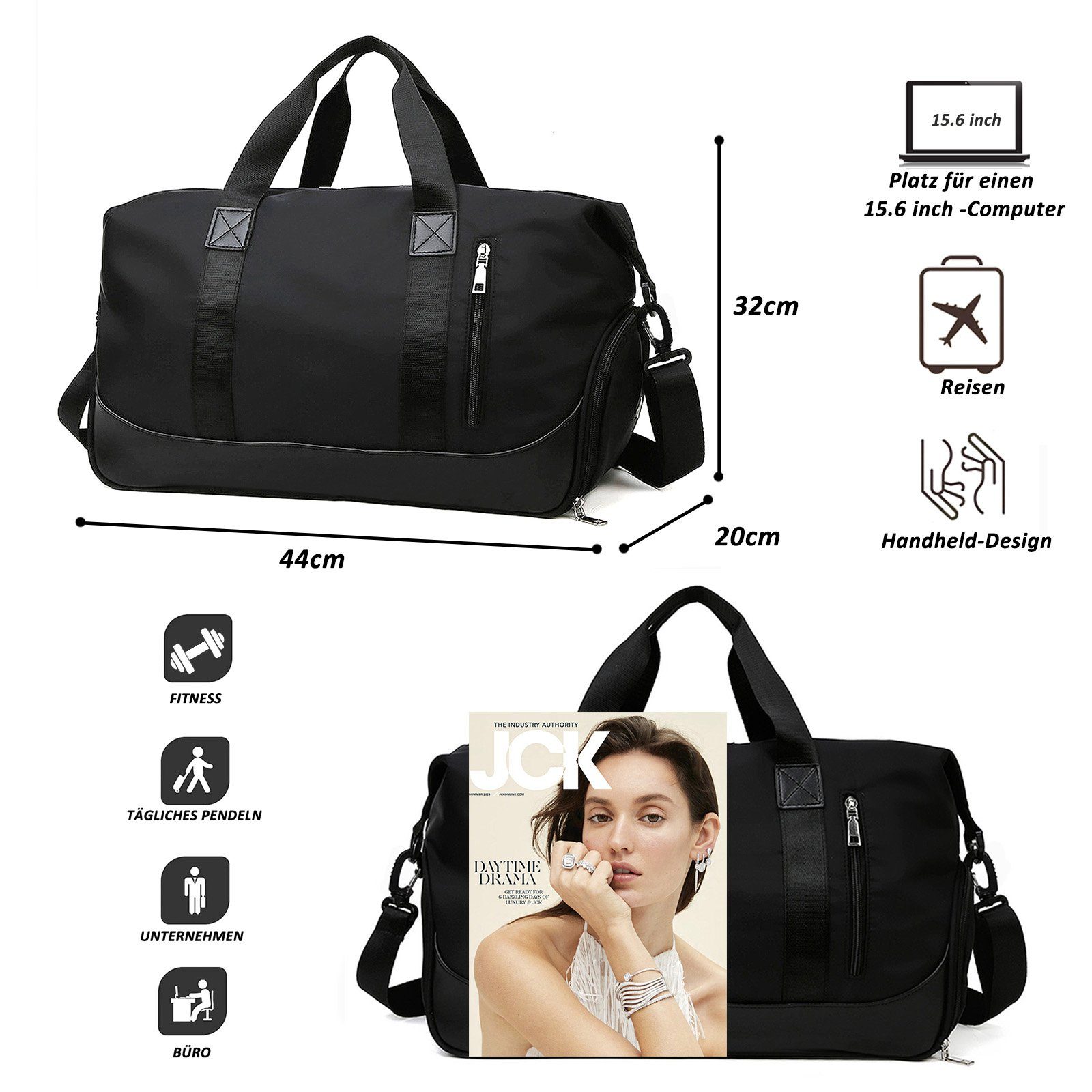 TAN.TOMI Reisetasche Sporttasche Reisetasche Weekender Schwimmtasche Schultertaschen Tasche, für Sport Fitness Gym Travel Bag Duffel Bag mit Schuhfach