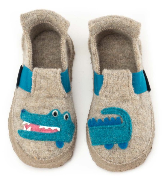 Nanga ~ Schurwoll Hausschuh ~ Funny Croco