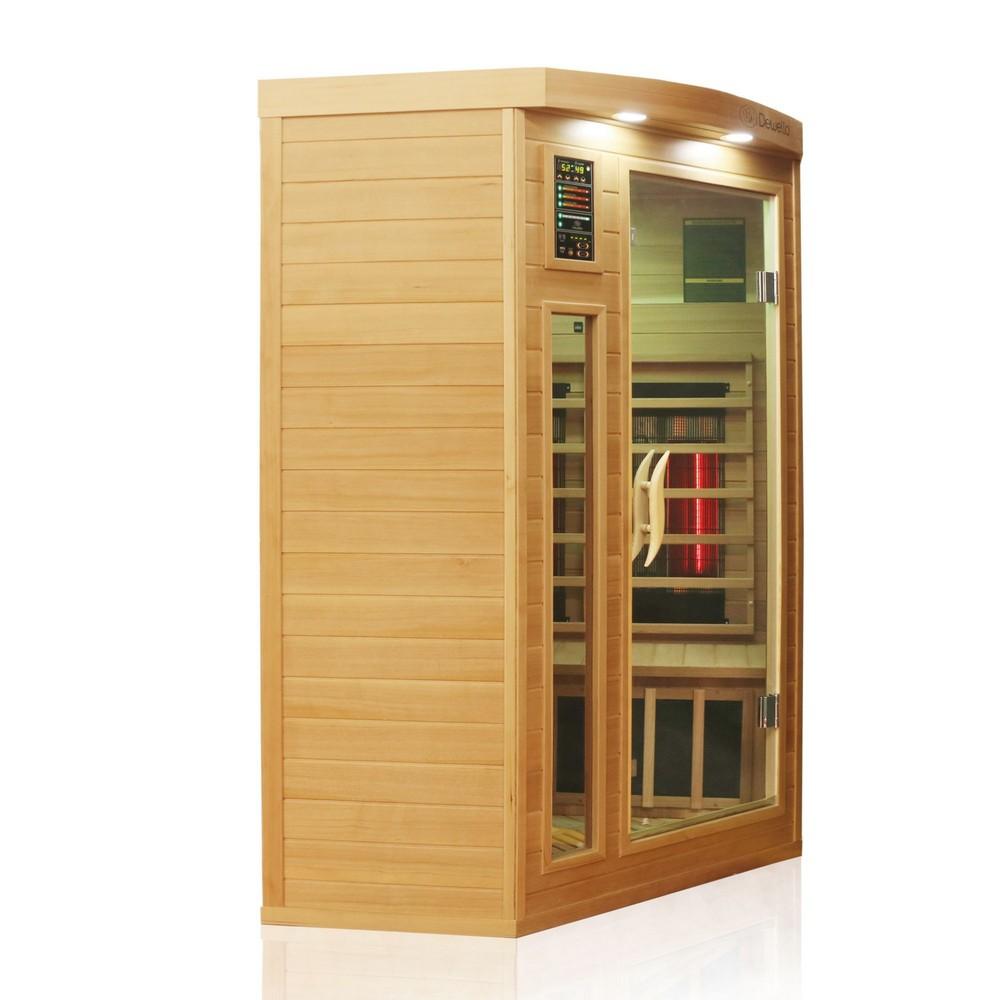 Dewello Infrarotkabine Infrarotsauna LAKEFIELD PRO Hemlock/ Zeder 140cm x 140cm x 190cm Duo Strahler