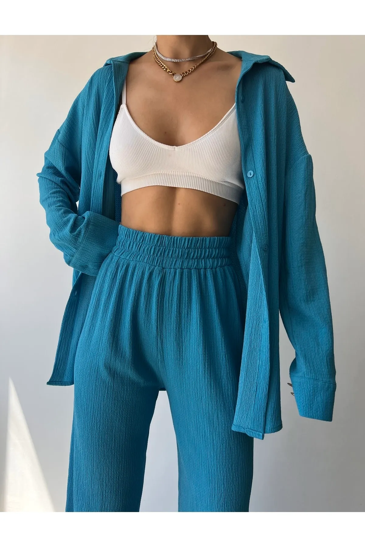 MCLLCTN  Blauer Strickanzug für Damen von Capri