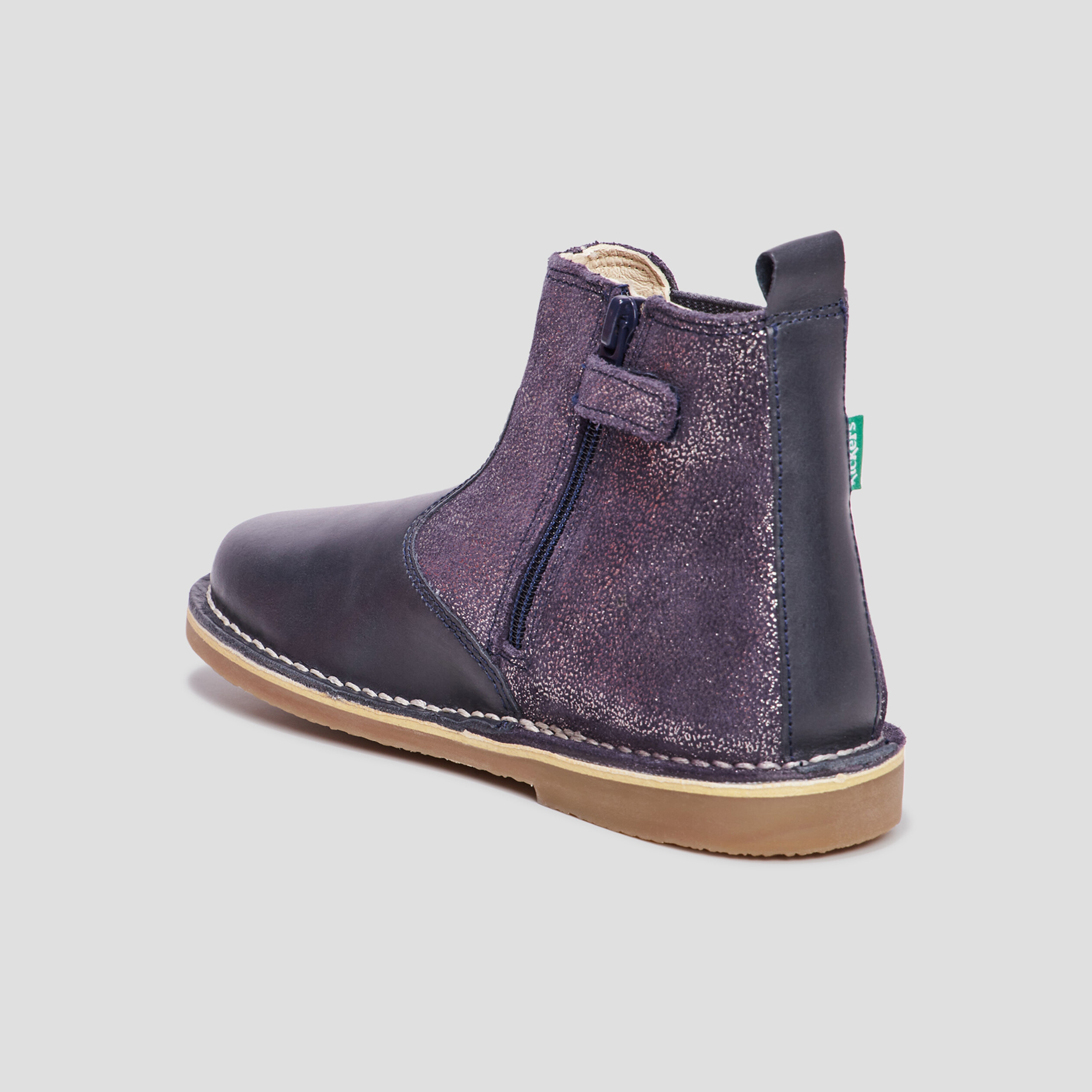Bottines irisées en cuir Kickers Maelio bleu marine fille | La Halle