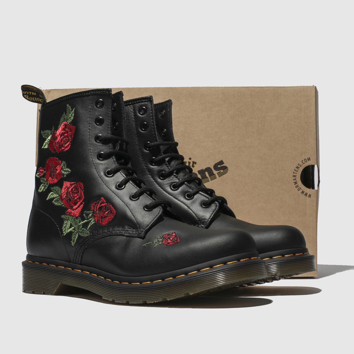 Dr Martens 1460 Vonda stövlar i svart och rött