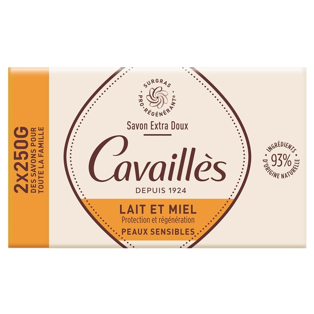 Cavaillès SAVON SURGRAS EXTRA DOUX LAIT ET MIEL lot de 2x250gr SAVON