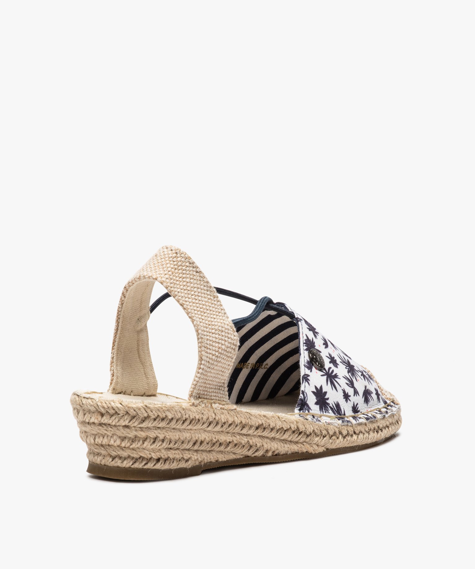 Sandales femme en toile à talon compensé – Terre de Marins marine | GEMO