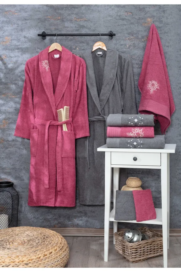 Güvenal  Asya 16-teiliges, verpacktes Mitgift-Familien-Bademantel-Set | Bademantel-Set | Mitgift festgelegt