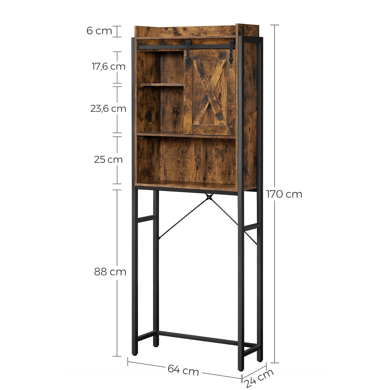 Vasagle VASAGEL Badezimmerregal, mit Schrank 64 x 24 x 171 cm