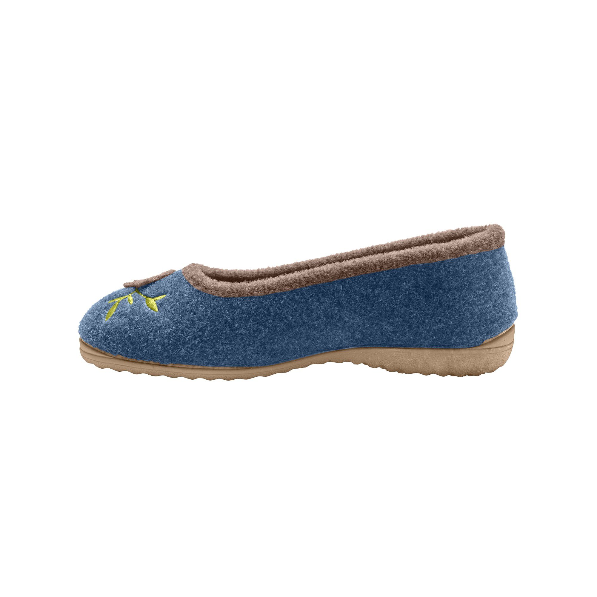 Chaussons ballerines feutrine avec fleur appliquée