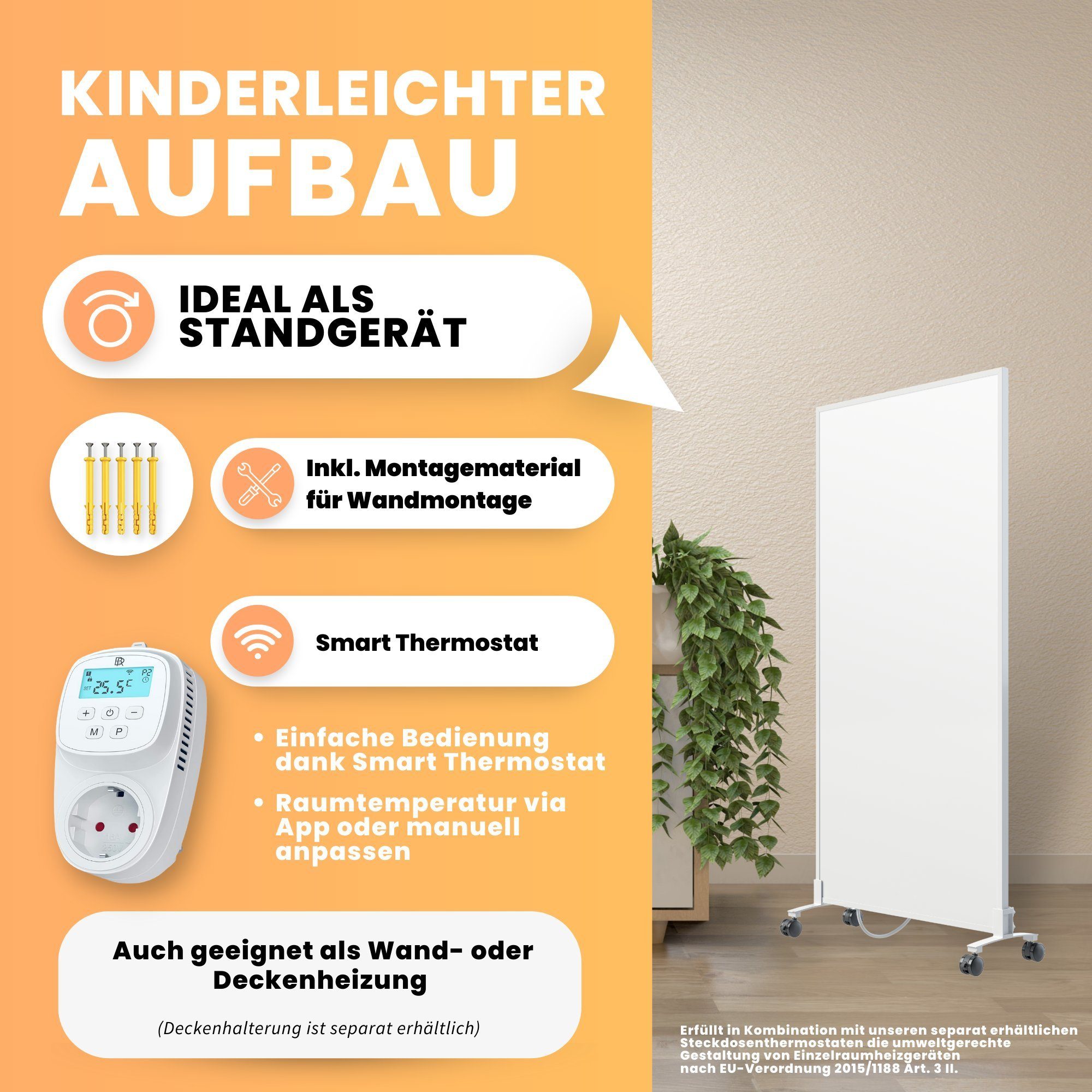 Bringer Infrarotheizung BRIHSF, inkl. Standfüße, 5 Jahre Garantie, TÜV