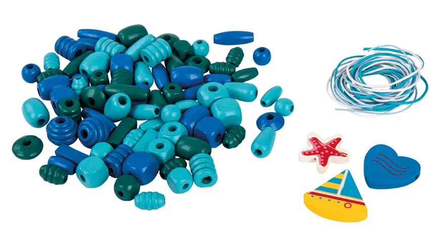 Rayher Holzperlenmischung Cocktail, blau 50 g