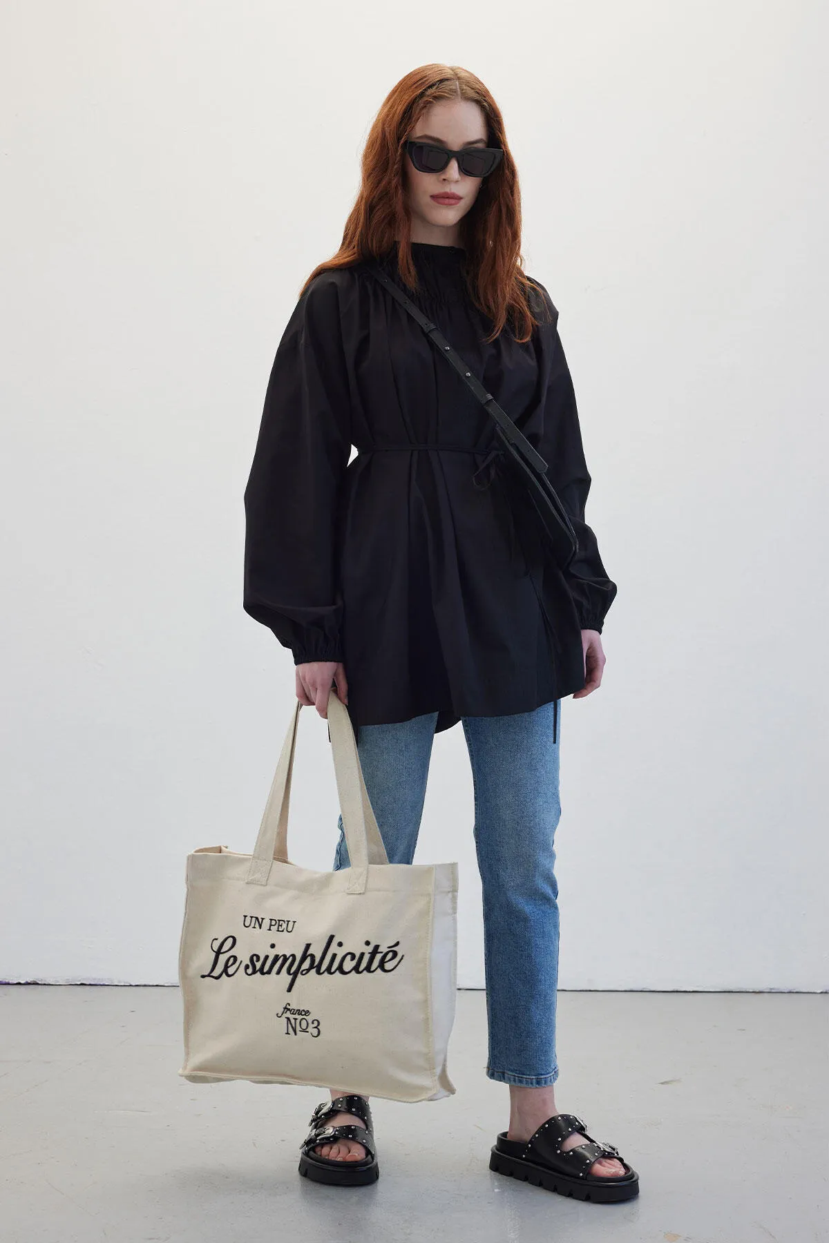 Manuka  Gestickte Shoper-Canvas-Tasche Natur