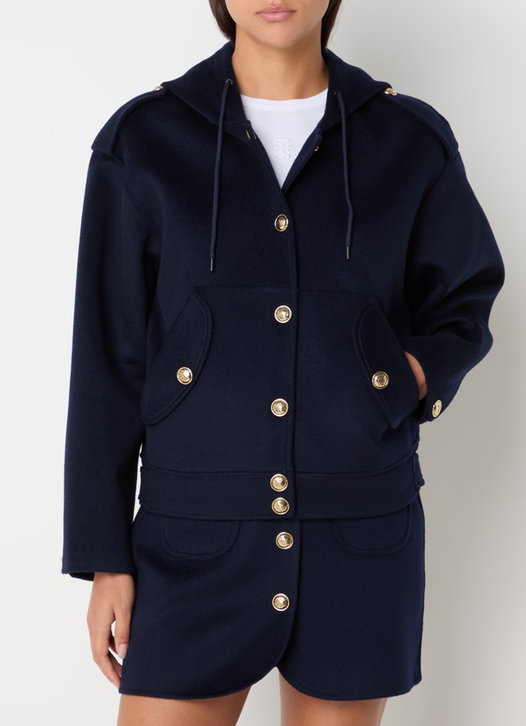 Cappotto di lana Sandro con cappuccio e tasche laterali