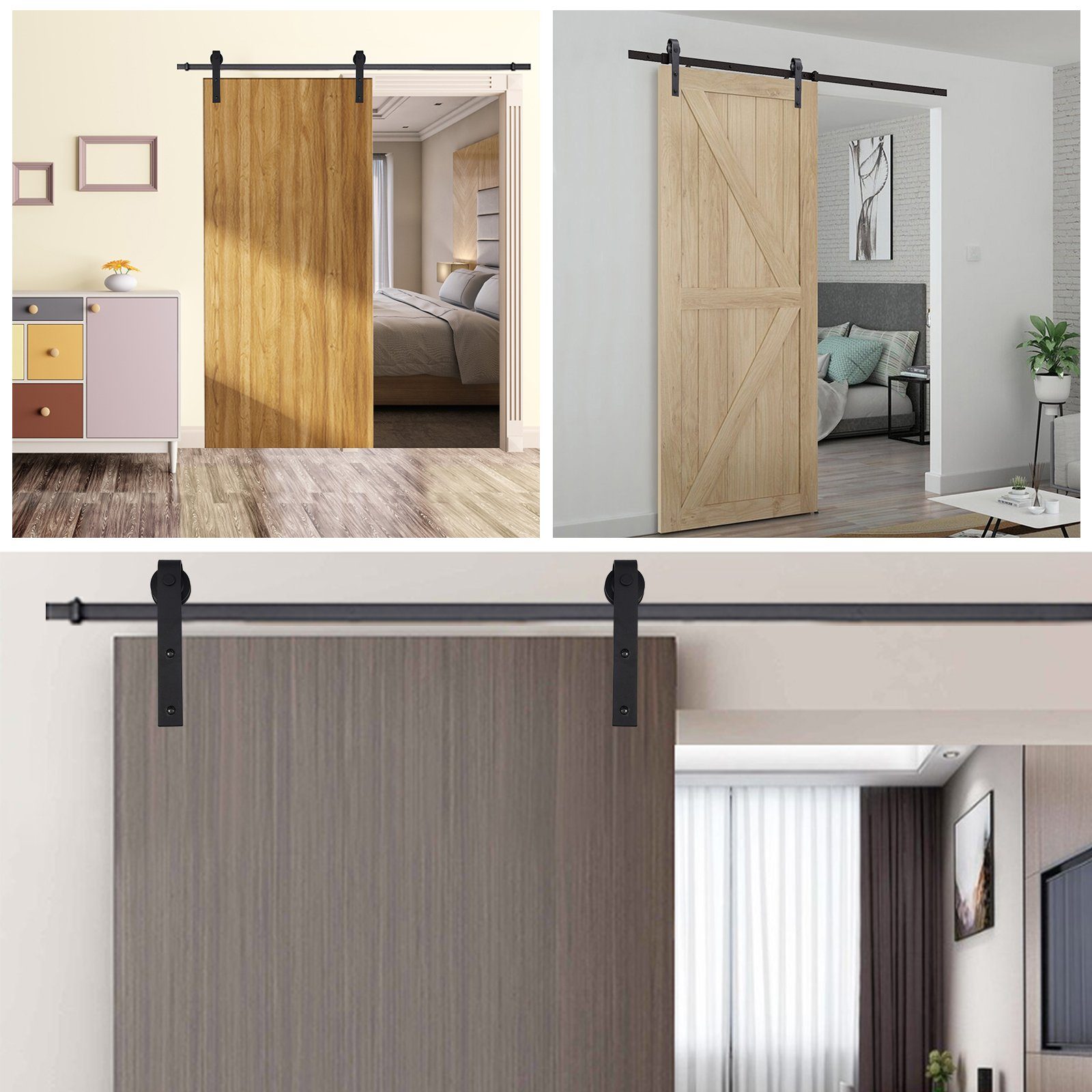 Clanmacy Schiebetür 363cm Schiebetürsystem Schiebetürbeschlag Laufschiene Montage Set, 363cm