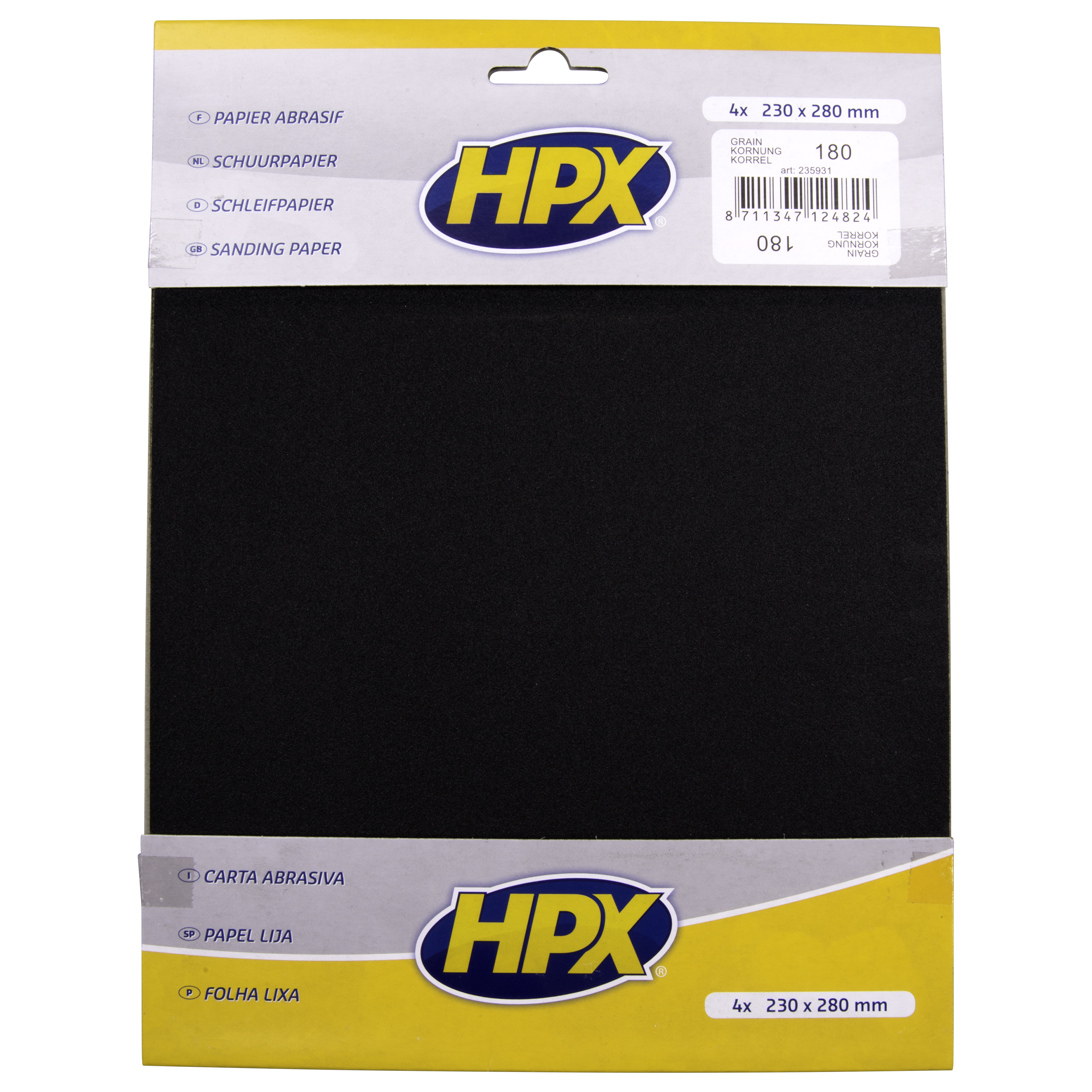 Trockenschleifpapier von HPX, Körnung P180, 4 Stück - ATU