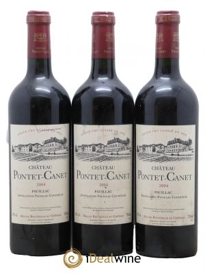 Château Pontet Canet 5ème Grand Cru Classé  2004 - Lot de 3 Bouteilles