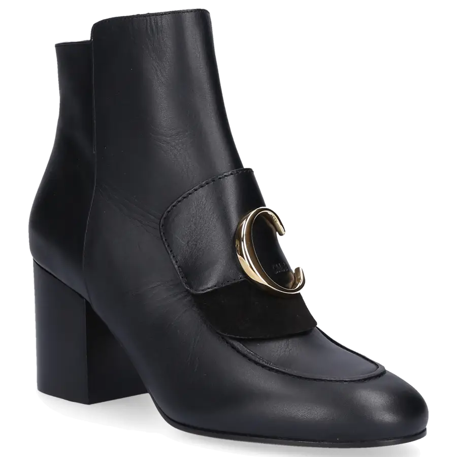 Chloé - Stiefeletten CH33218A Kalbsleder Logo Metallisch schwarz - schwarz