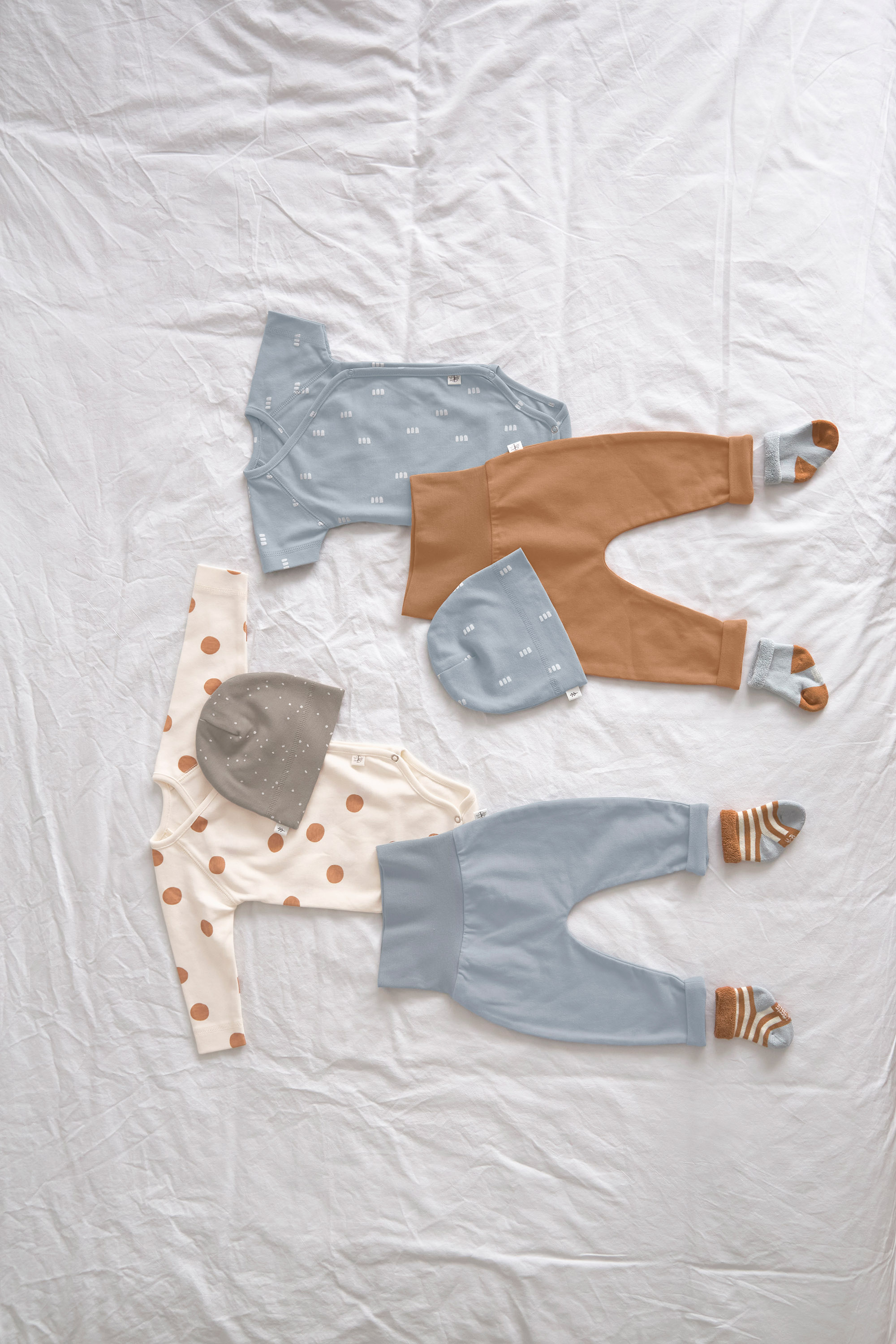 Baby Wickelbody langarm - Bio Baumwolle, Blocks, Hellblau