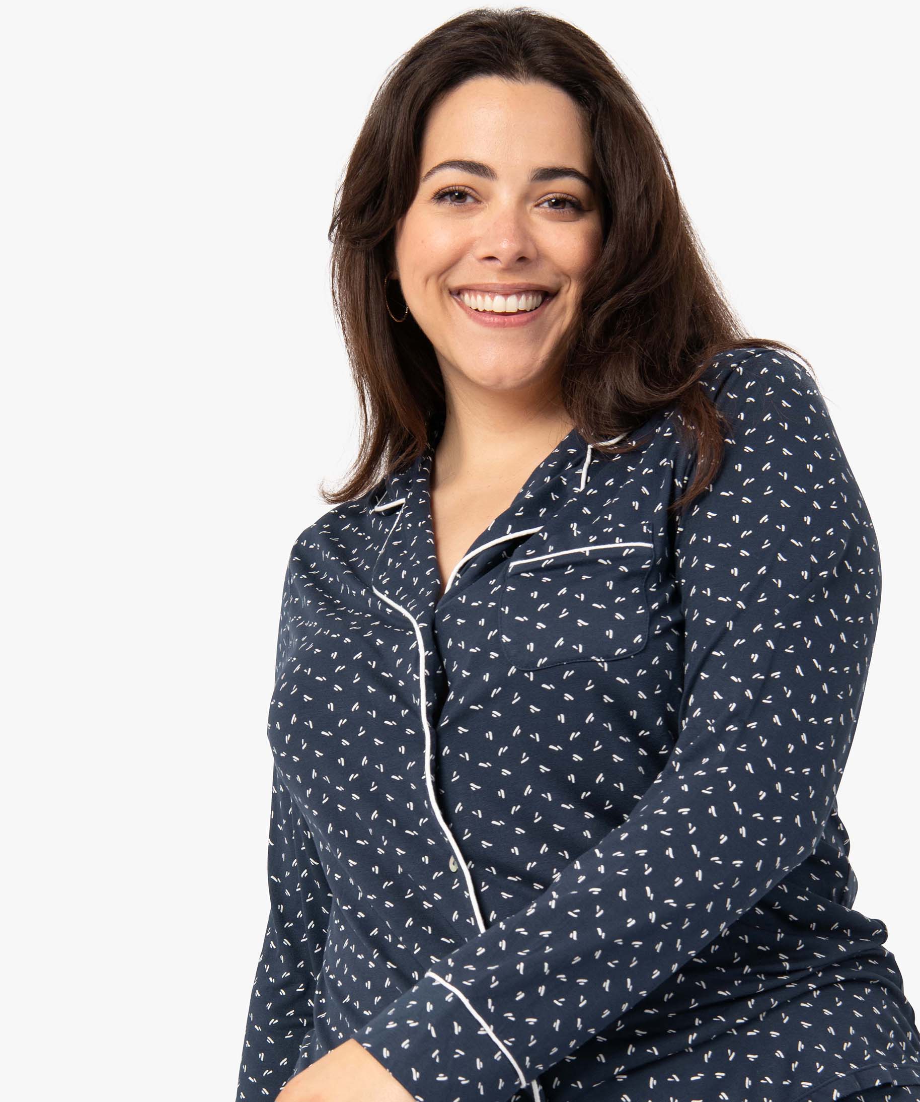 Pyjama femme grande taille deux pièces : chemise et pantalon multicolore | GEMO