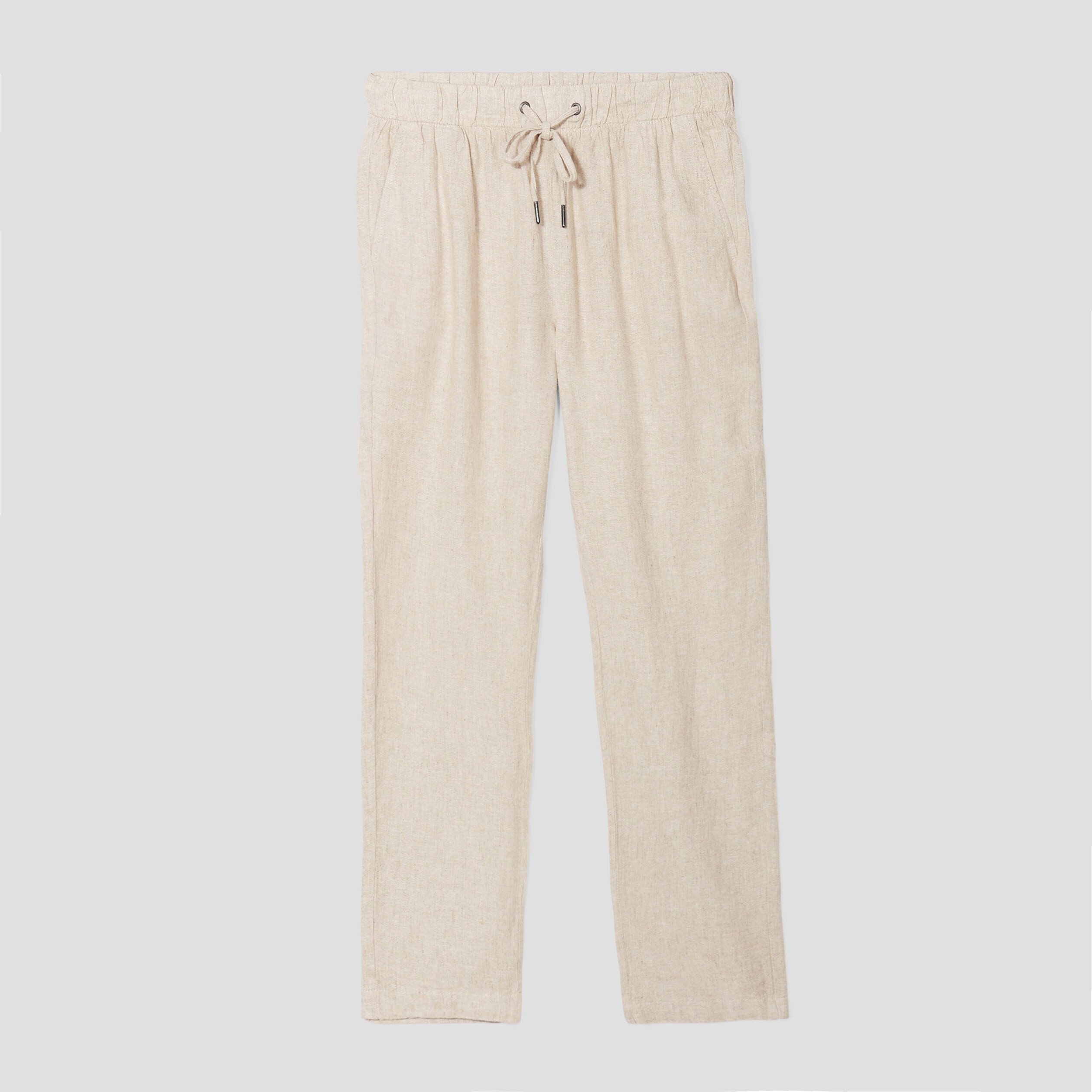 Pantalon droit fluide en mélange de lin beige femme | La Halle