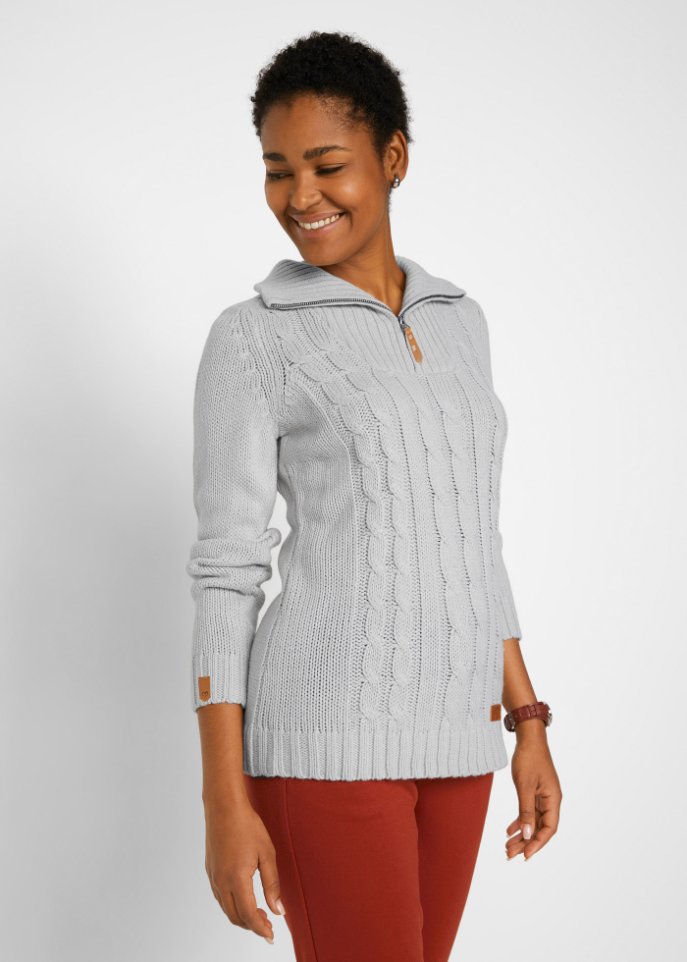 Troyer Pullover mit Zopfmuster