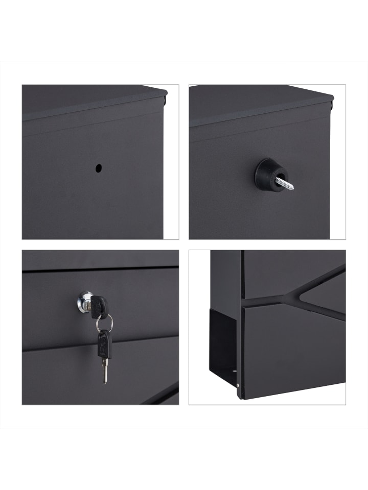 relaxdays Briefkasten in Schwarz günstig kaufen onesize