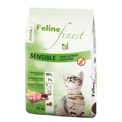 10 kg Porta 21 Feline Finest + 2 kg Sensible Ocean gratis!