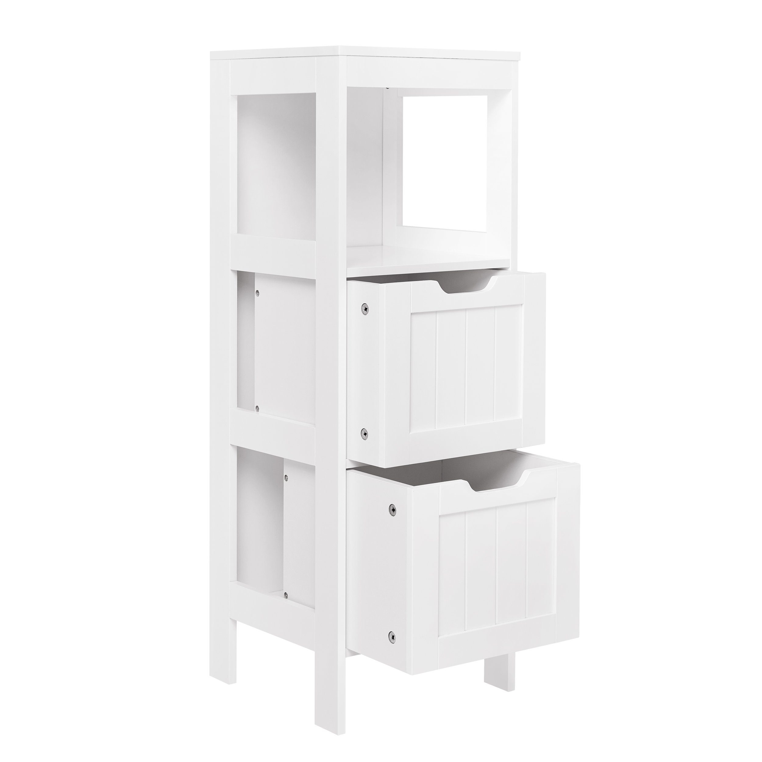 Mondeer Badkommode Badezimmerschrank, Aufbewahrungsschrank, 30x30x89cm, weiß