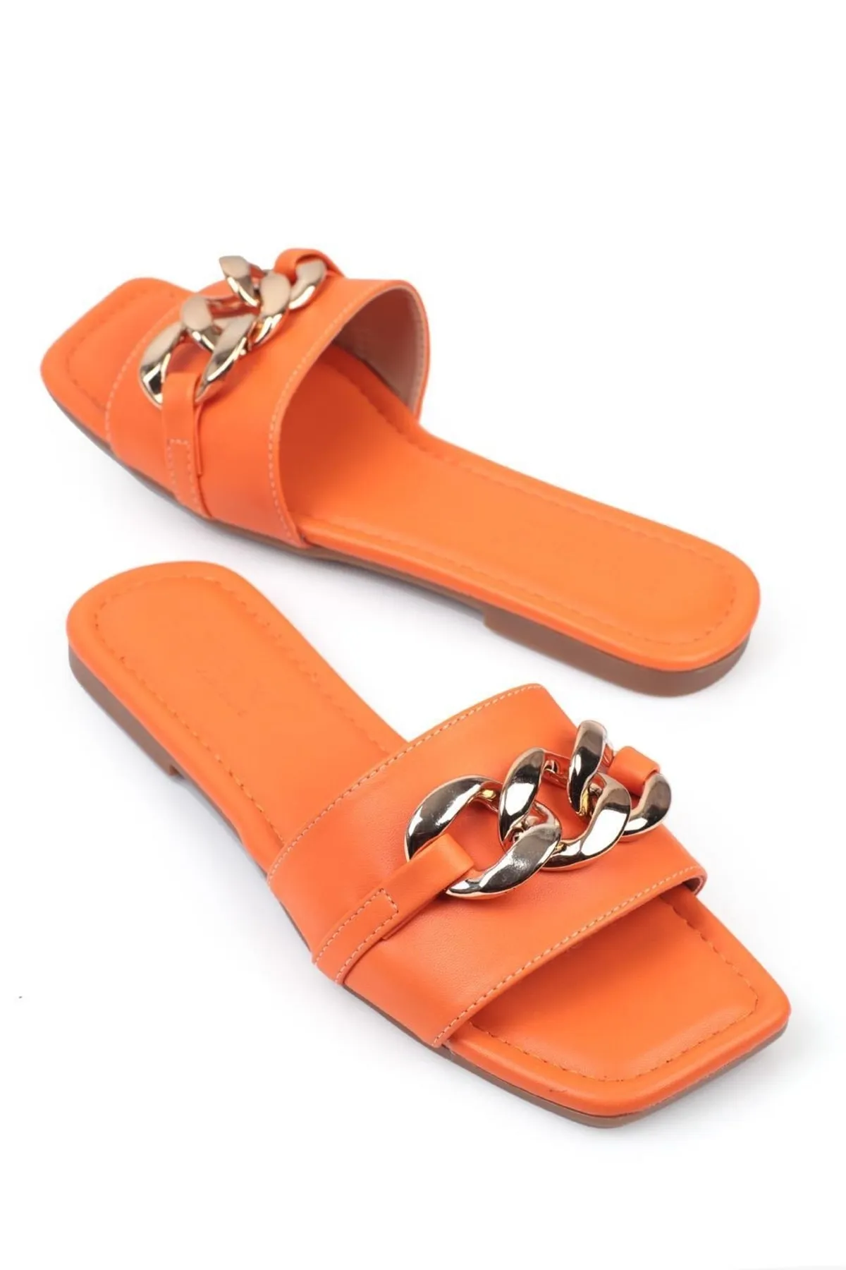 Capone Outfitters  Capone Single Band Chain Orange Damen-Hausschuhe