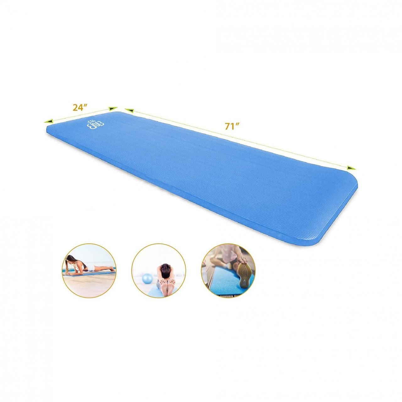 BnB Sports Premium NBR Sportmatte, rutschfeste Gymnastikmatte, Yogamatte Stretching Pilates Blau
