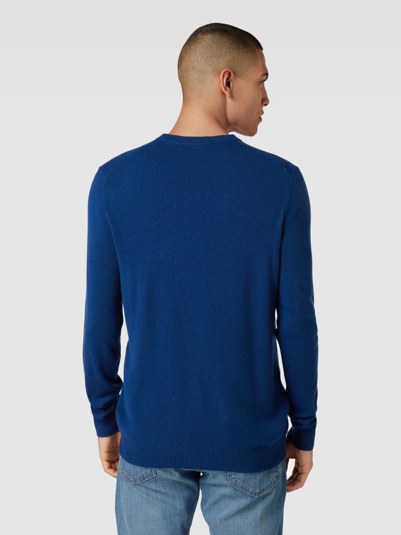Strickpullover aus Kaschmir mit Rundhalsausschnitt in marineblau meliert