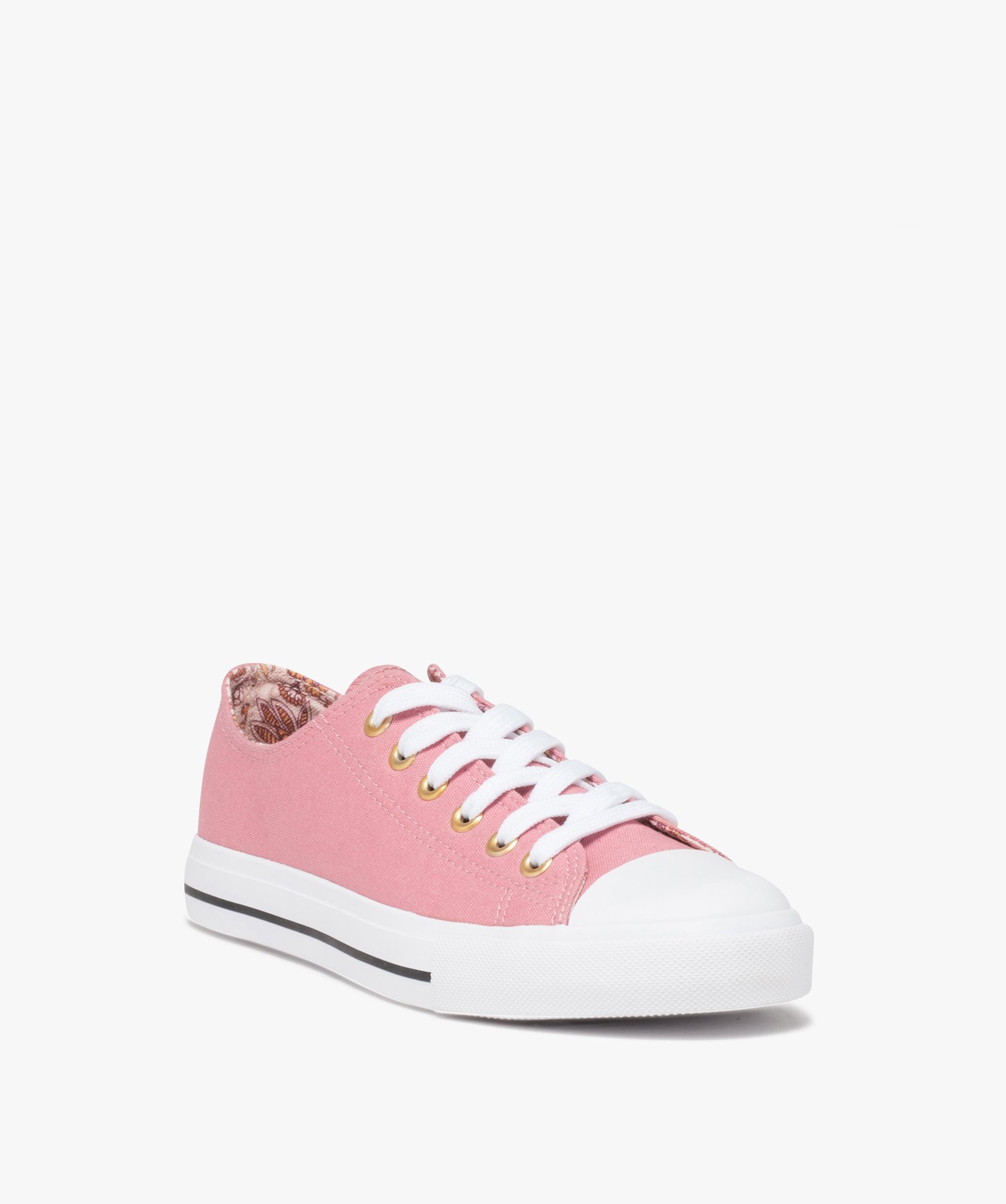 Baskets femme en toile unie et bout renforcé rose | GEMO