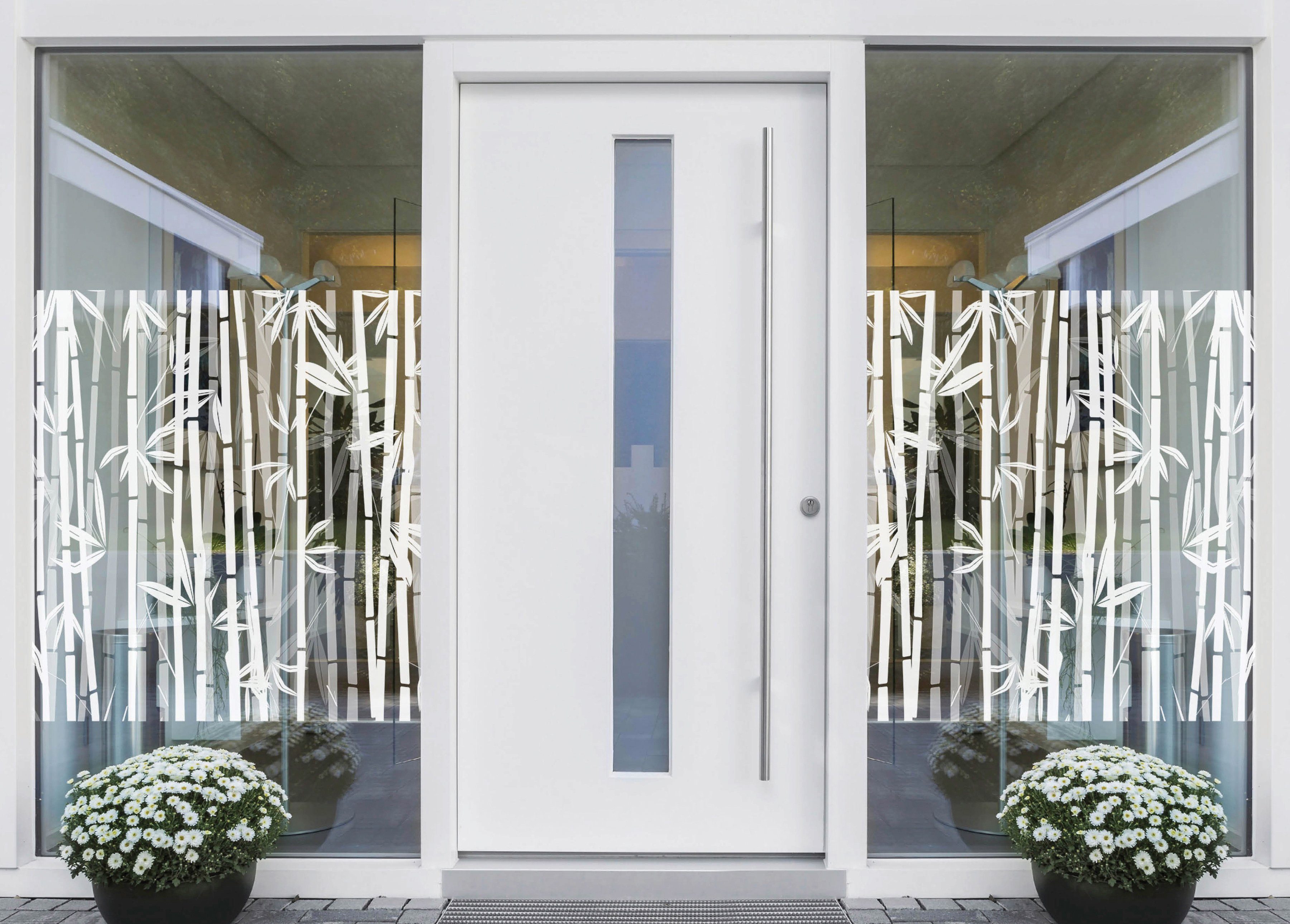 Fensterfolie Look Bamboo white, MySpotti, halbtransparent, glatt, 90 x 100 cm, statisch haftend