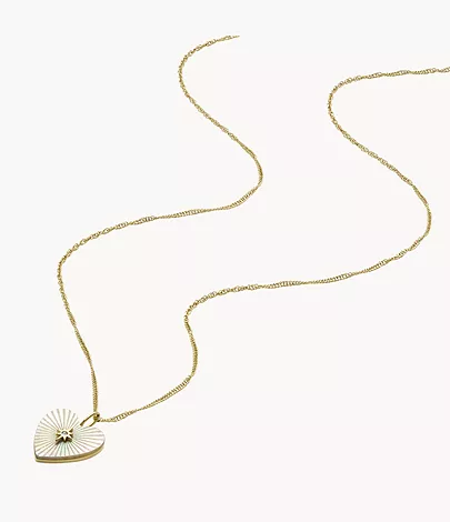 Fossil Kette Sutton Radiant Love Anhänger Heart Perlmutt Edelstahl goldfarben