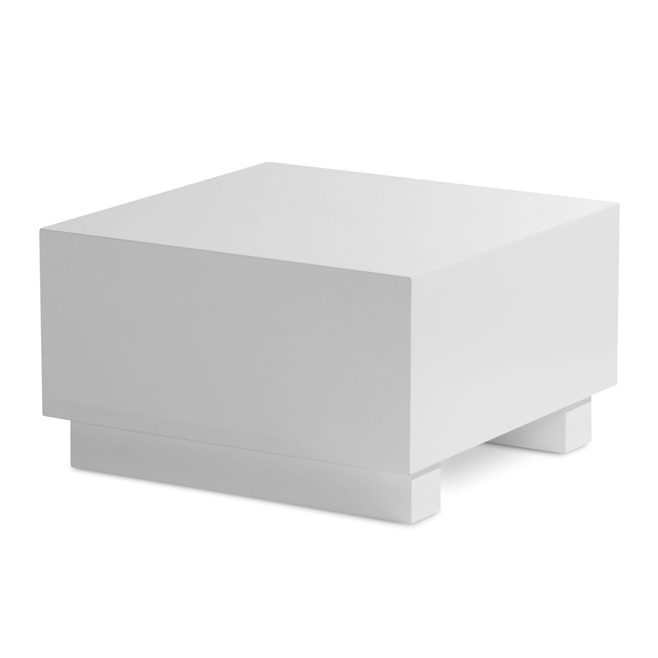 Wohnling Couchtisch MONOBLOC Weiß Hochglanz 60x60 cm Wohnzimmertisch Sofatisch