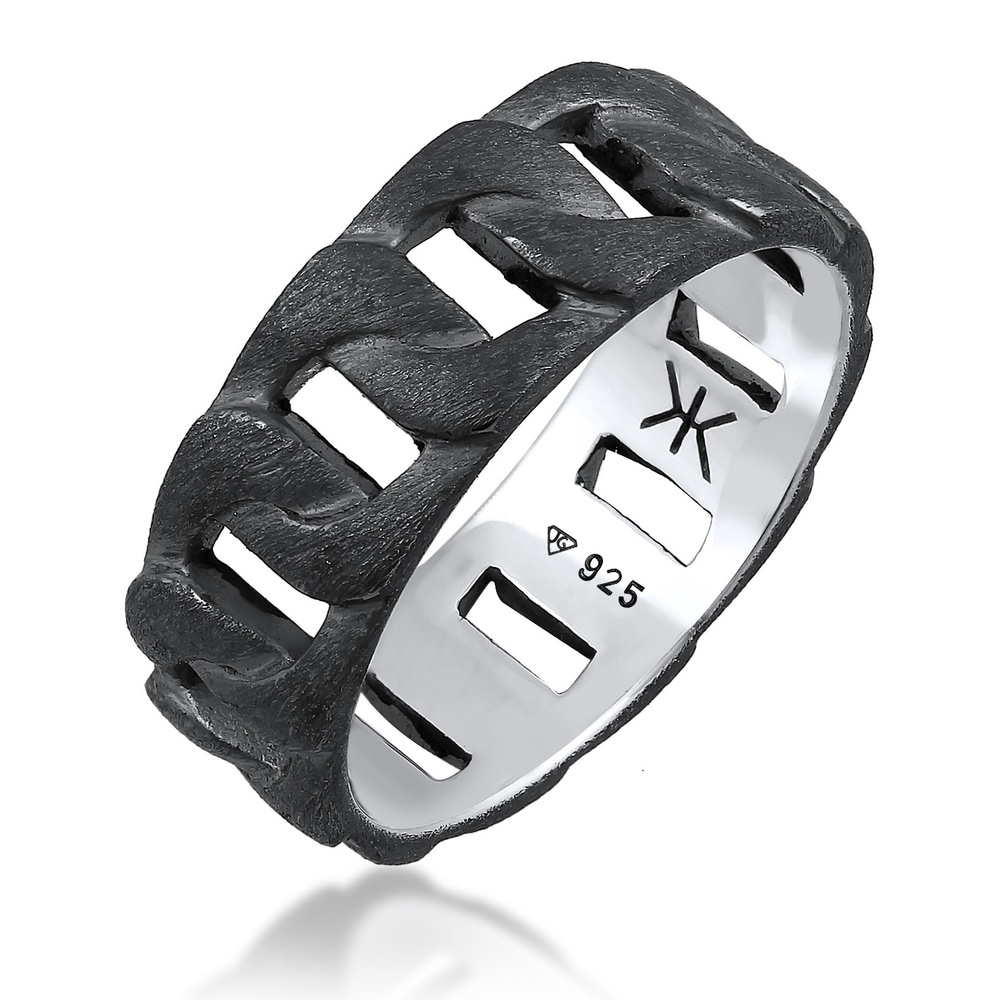 KUZZOI KUZZOI Bague Statment Massif Trend Robuste Look Rustique Bague Homme - (925/1000) Bague