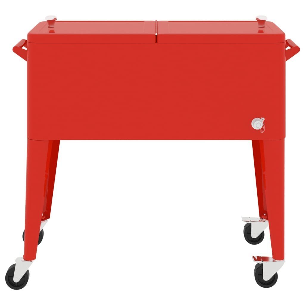 vidaXL Kühlbox Kühlwagen mit Rollen Rot 92x43x89 cm Servierwagen Kühlbox