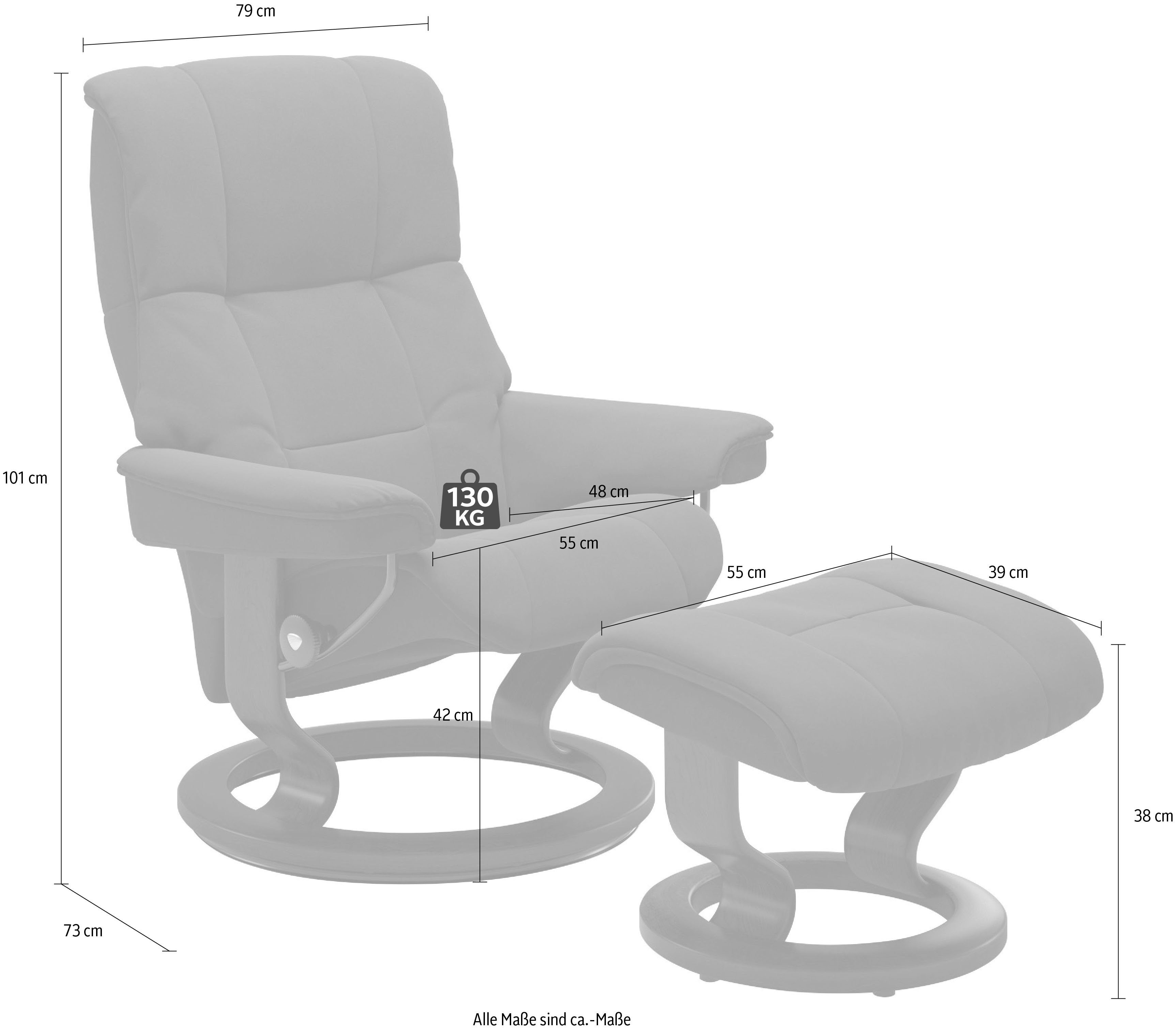 Stressless® Relaxsessel Mayfair (Set, Relaxsessel mit Hocker), mit Hocker, mit Classic Base, Größe S, M & L, Gestell Eiche