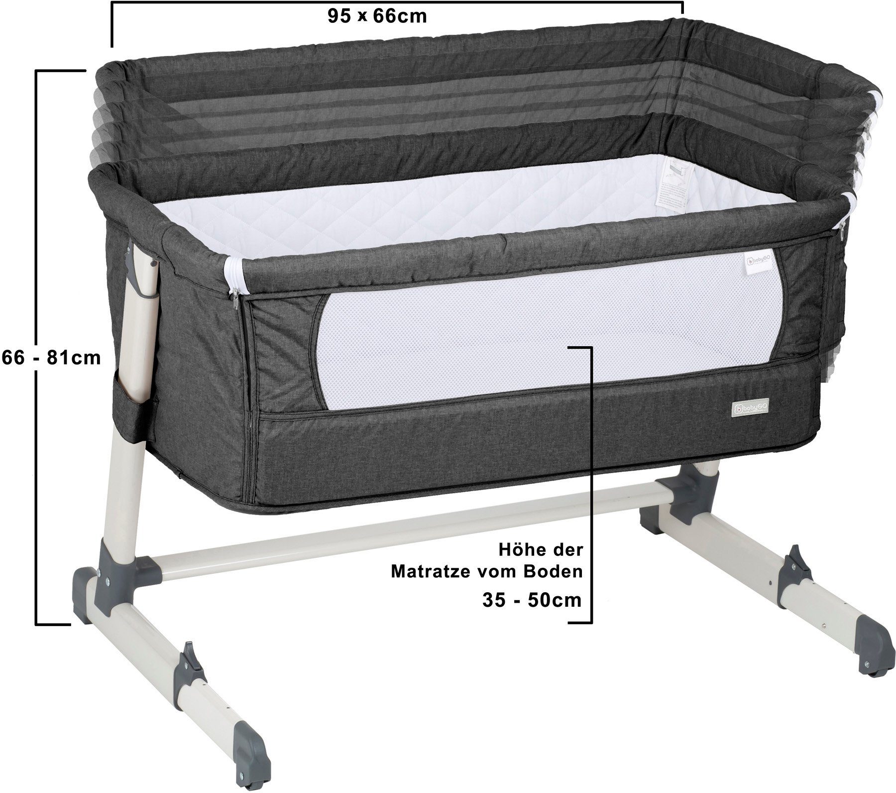 BabyGo Beistellbett Together, dark grey, faltbar