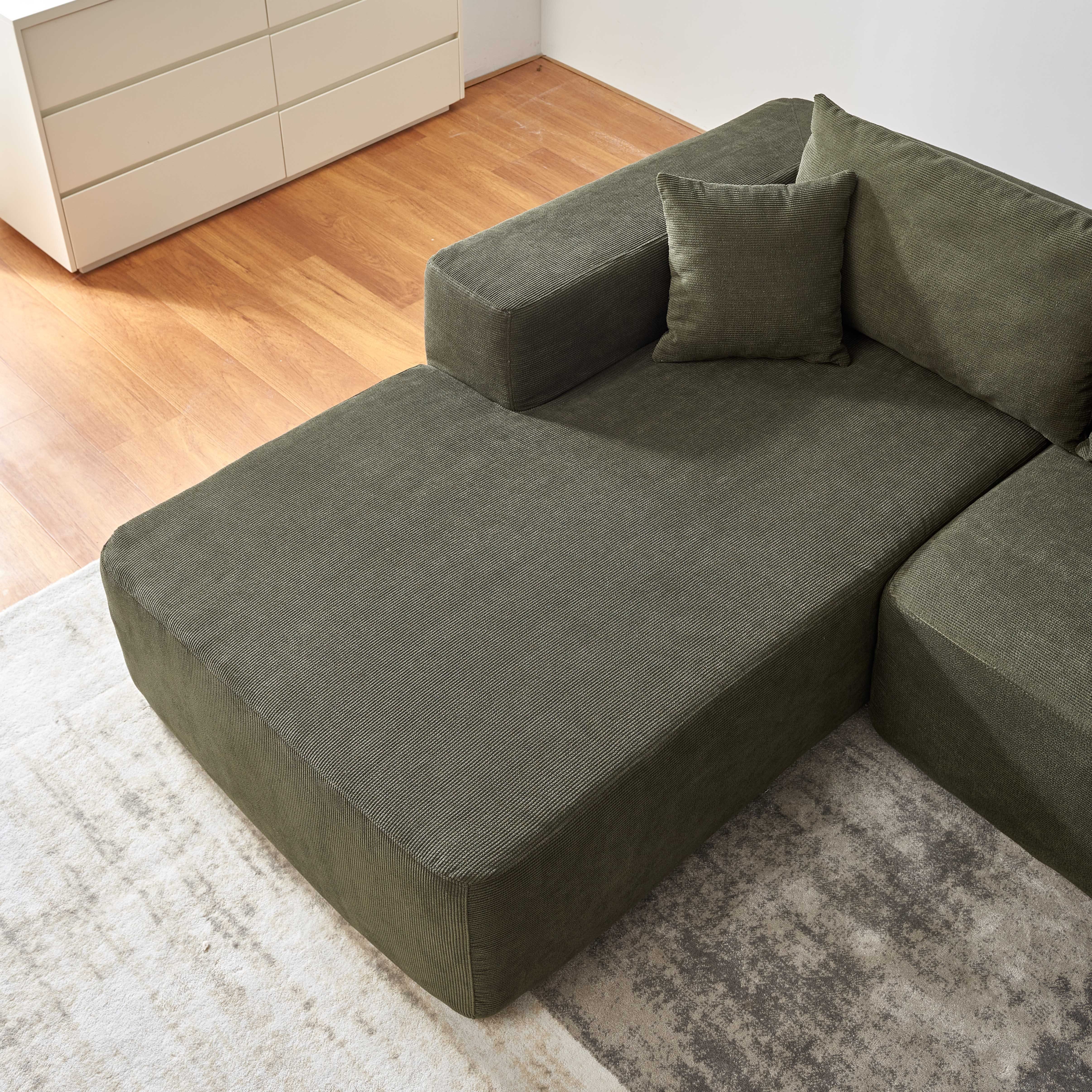 OKWISH Ecksofa L-Form Ecksofa Home affaire Ecksofa Chenille mit 5 losen Rückenkissen, Komprimierte Verpackung Gesamtmaße: 104,70 x 68,50 x 29,13 Zoll (L x B x H), 72 Stunden platzieren, um Flauschigkeit wiederherzustellen