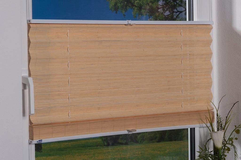Plissee LUCERA, K-HOME, Lichtschutz, ohne Bohren, verspannt, Klemmfix, BAMBUS-Plissee