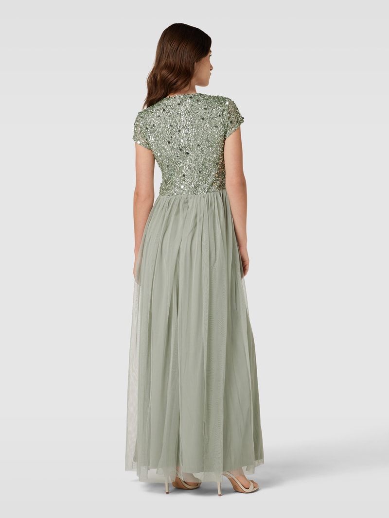 Abendkleid mit Paillettenbesatz in mint