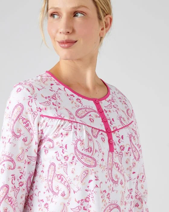 Chemise de nuit en pur coton peigné