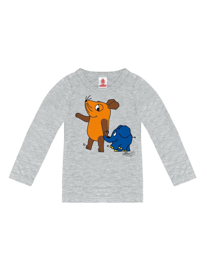 Logoshirt Langarmshirt Sendung mit der Maus - Maus & Elefant in grau-meliert günstig kaufen