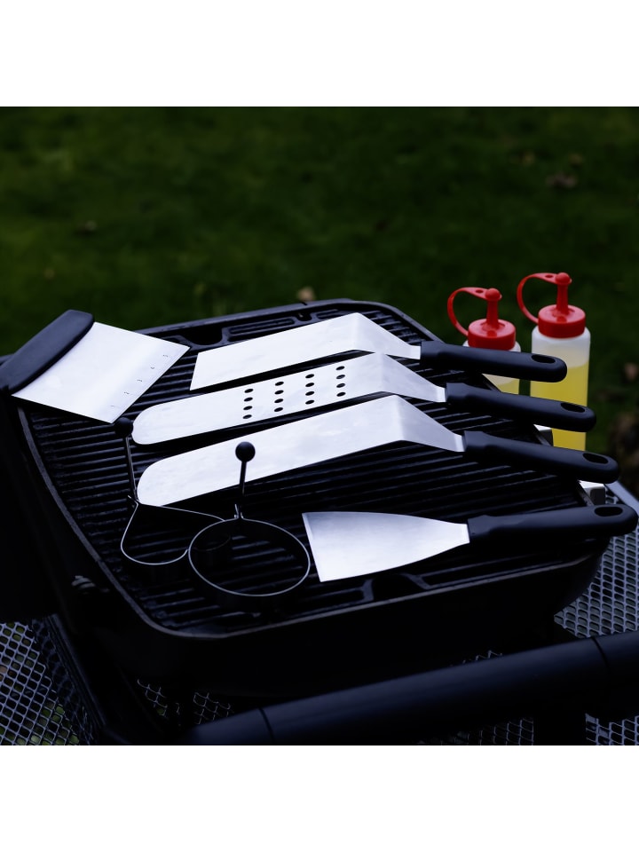 Intirilife 9-teiliges Grillbesteck Set Edelstahl in Silber - Schwarz günstig kaufen onesize